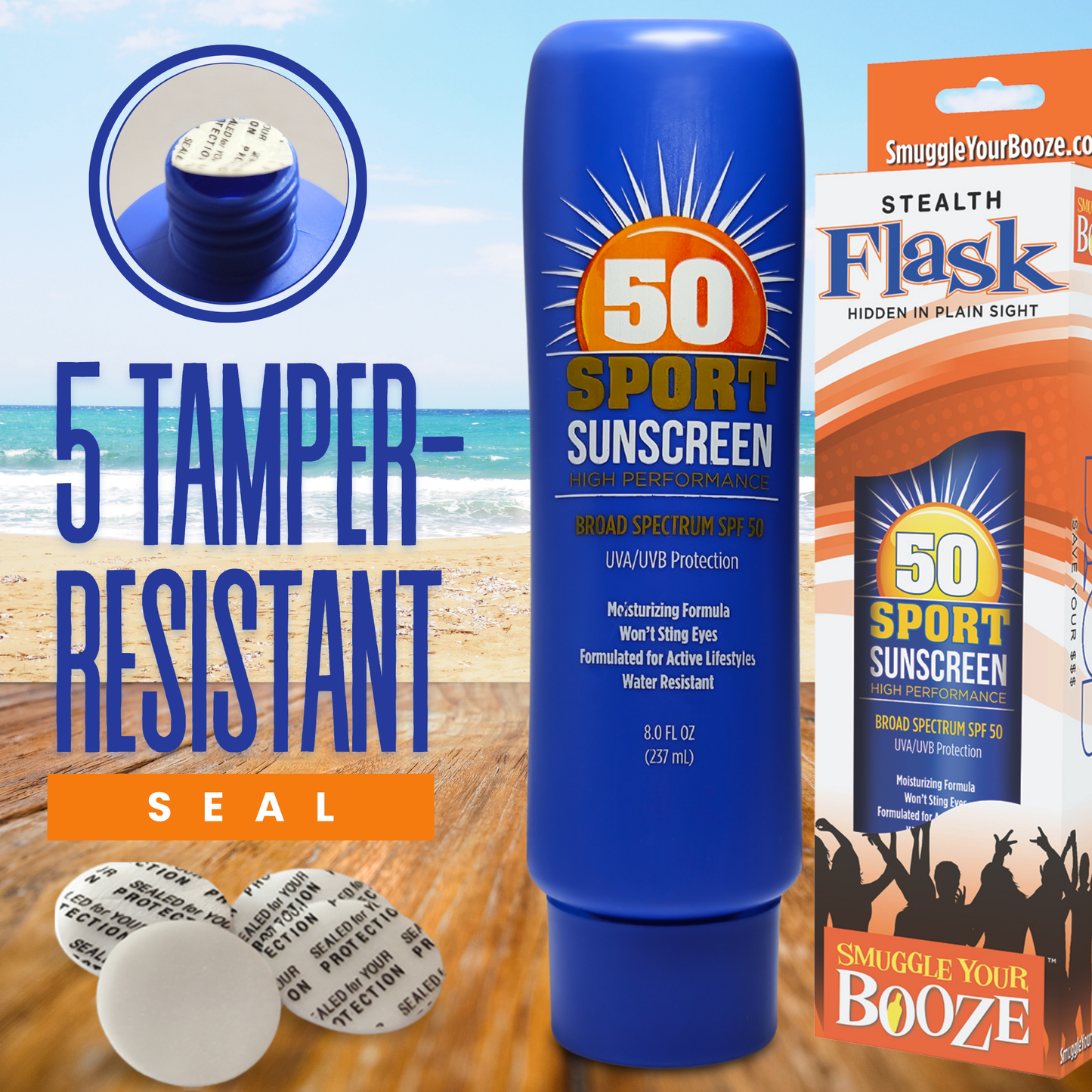 Smuggle Your Booze SPF 50 Sunscreen Flask